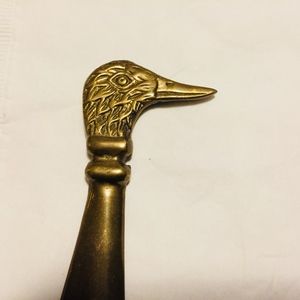 Vintage Solid Brass Duck Shoehorn Shoe Spoon A1